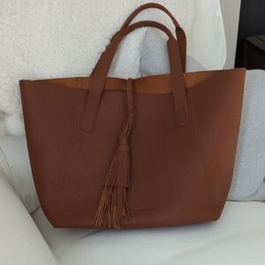 Elegant Brown Vegan Leather Tote Bag with Tassel Country Western